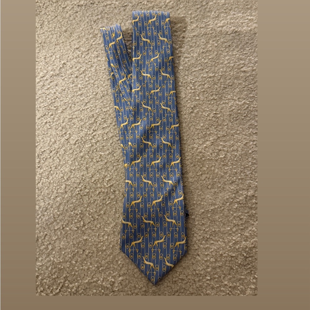 Lanvin Paris Silk Tie Blue Gold Man